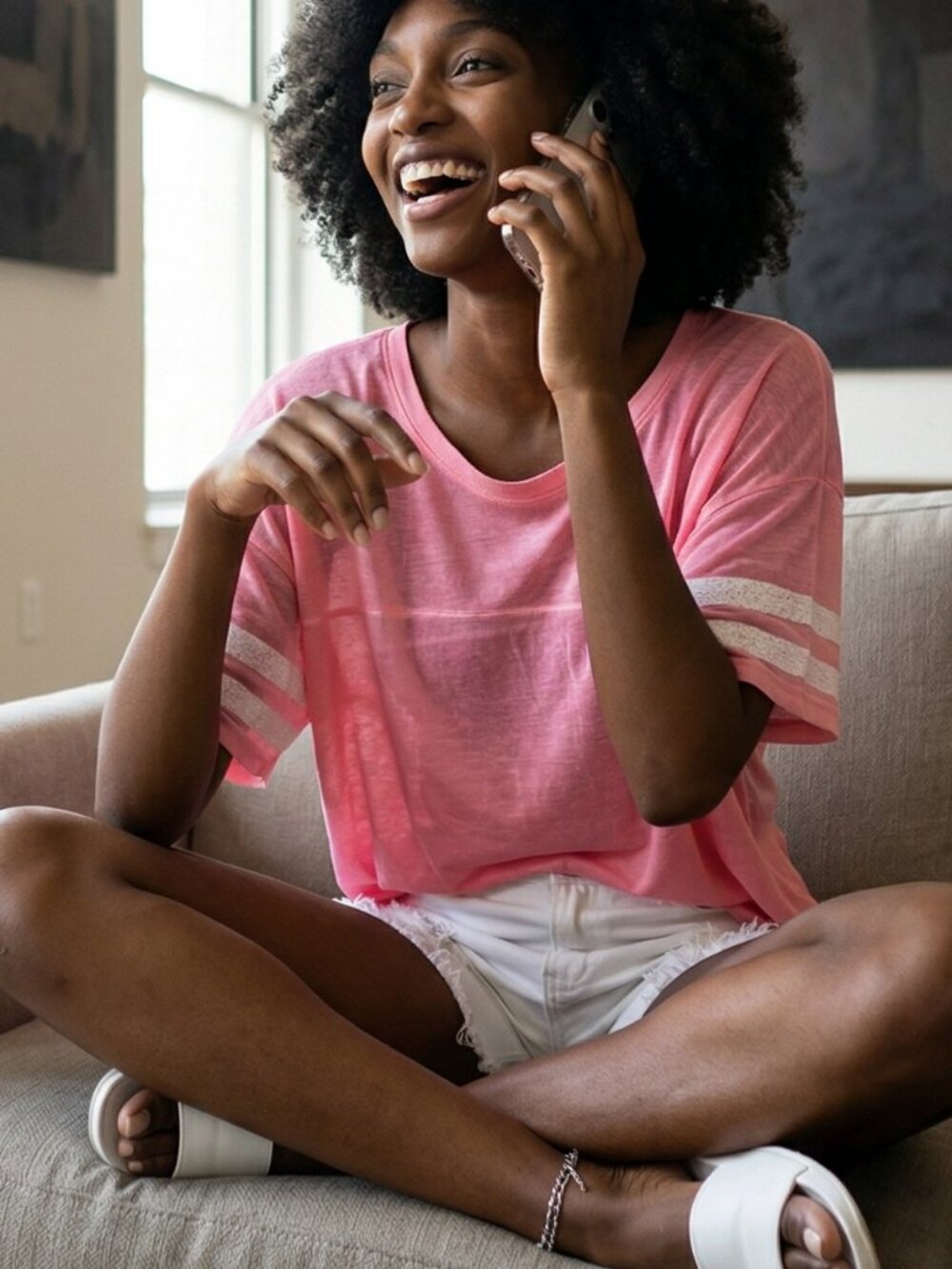 SO brand "Perfect Tee" in Bubblegum Pink Women's V-neck short-sleeve T-shirt